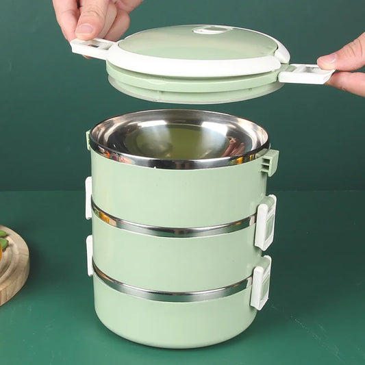 3-layer, multi-purpose stainless steel thermal lunch box