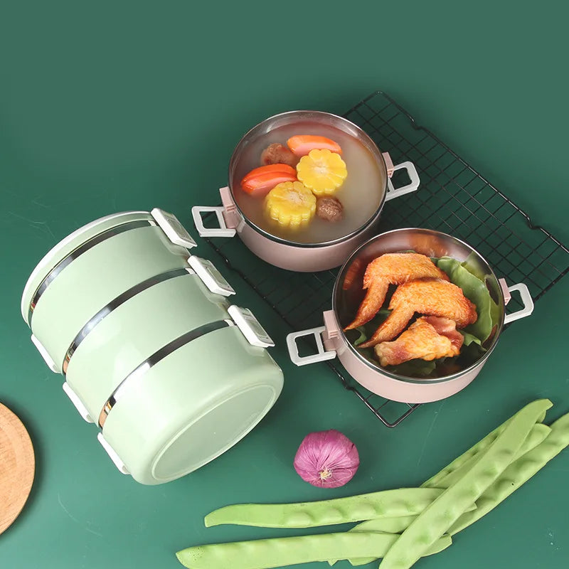 3-layer, multi-purpose stainless steel thermal lunch box