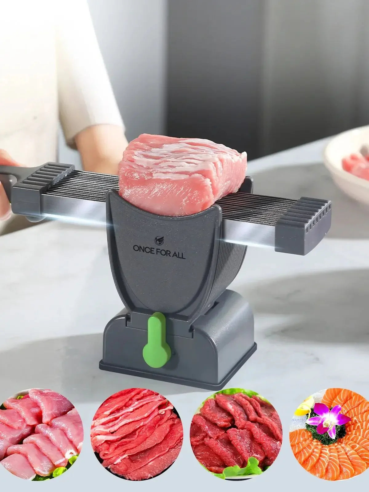 Handheld fresh meat slicer