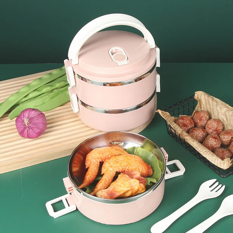 3-layer, multi-purpose stainless steel thermal lunch box