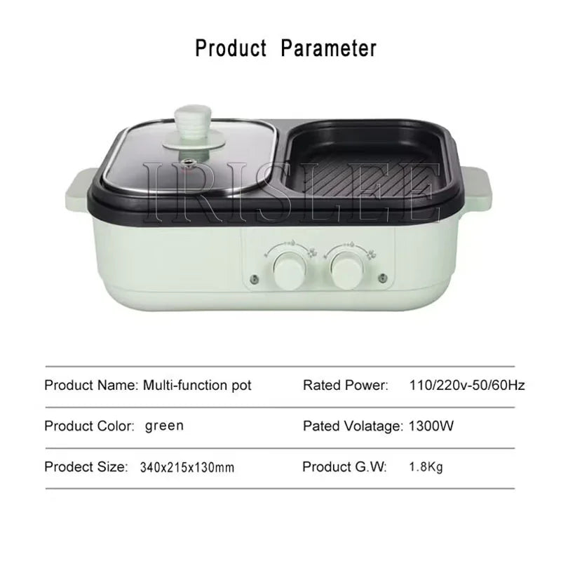 2 in 1 non-stick hot pot and multi-function grill